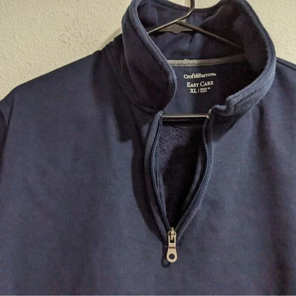 Croft & Barrow Easy Care Navy Blue Pullover, Quarter Zip, Collared Mens XL - Picture 7 of 11